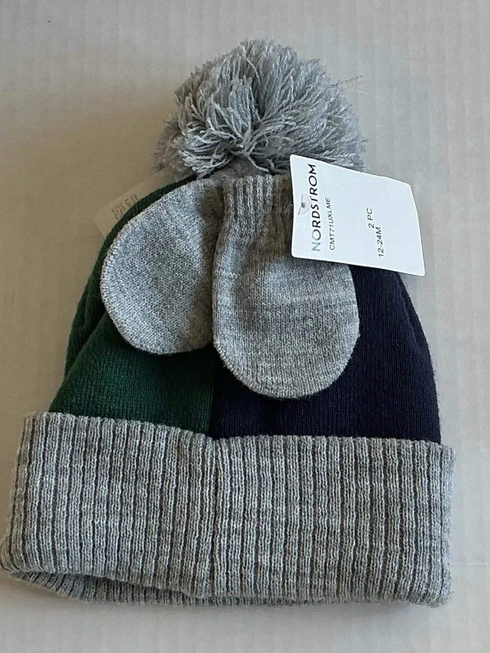 Little Me Football Knit Hat/Mittens Bundle